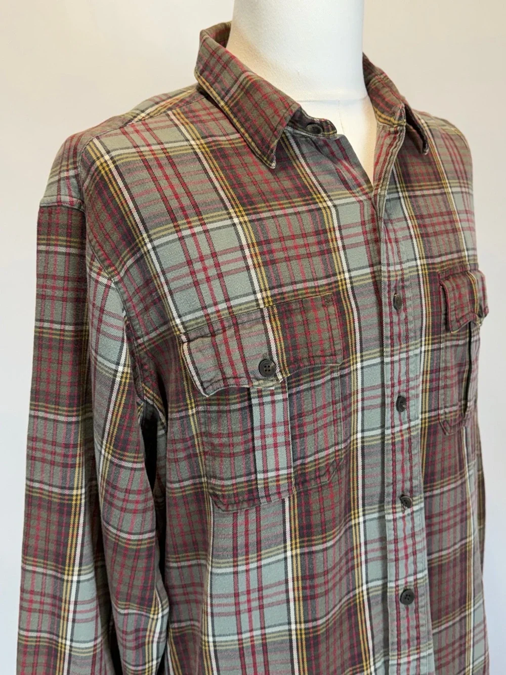 VINTAGE 90s Polo Ralph Lauren plaid flannel button down mens shirt cotton XXL